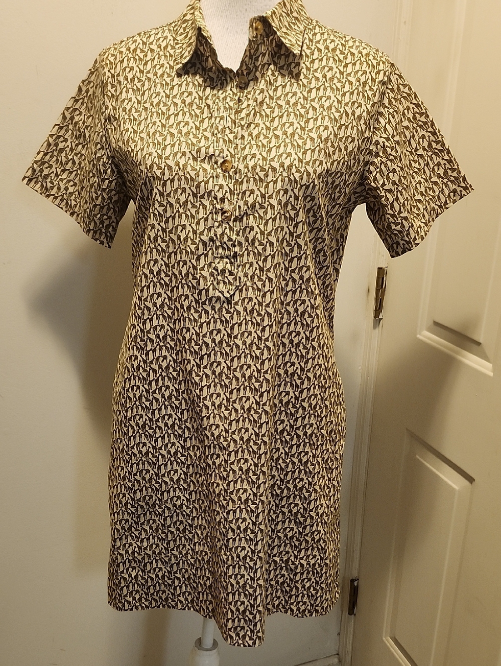 Ann Mashburn Giraffe Shirtdress Dress Short Sleeve Mini Cotton